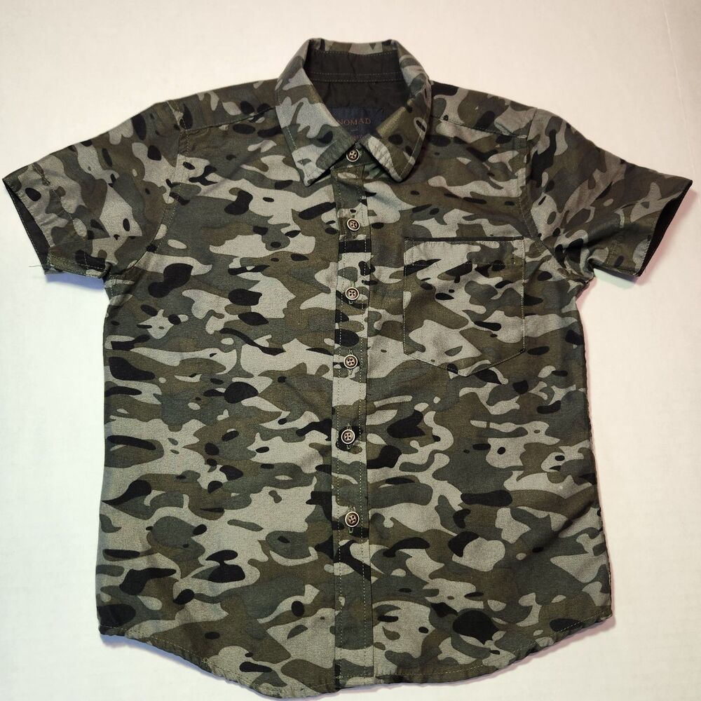 Nomad Little Boy Camo SS Full Button Shirt 4-5